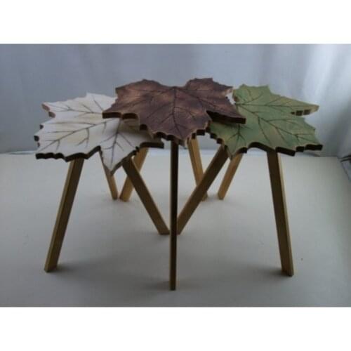 Natural Leaf Shape Tumbled Style Natural Wood Zigon Coffee Table Set