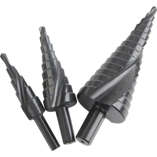 3PCS 4-32MM HSS Cobalt Step Drill Bit Set Nitrogen High Speed Steel Spiral For Metal Cone Triangle Shank Hole Metal drills