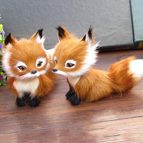 New Simulation brown fox toy furs squatting fox model home decoration Animals World with Static Action Figures Toys Gift for Kid