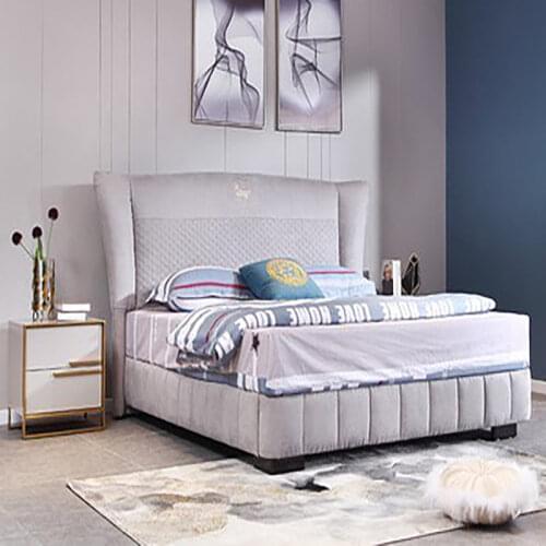 Postmodern light luxury Italian leather bed, simple leather art, Hong Kong style double bed, master bedroom, small apartment