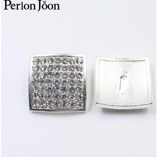 20pcs 23mm Silver square buttons with rhinestone are suitable for womens fashion jackets, dresses, clothing accessories NK082