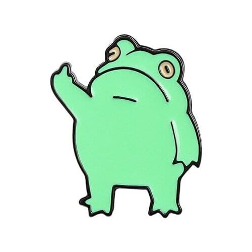 Frog Cartoon Animal Enamel Brooches Disdain Personality Small Pins Gift for Friends Shirt Backpack Badges Light Green Custom