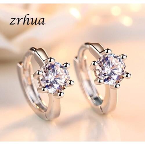 ZRHUA 925 Sterling Silver Shiny Hoop Earrings For Women Casual Style Girl Earings Personality Sterling-silver-jewelry Wholesale