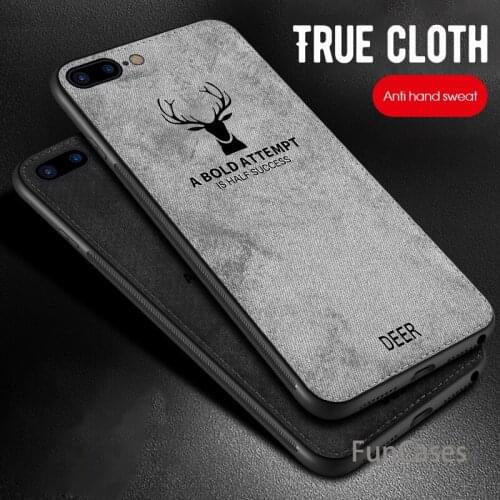 Cloth Deer Back Case For iPhone 7 6 6S 8 Plus XS MAX Phone Case Back Cover For iPhone X XS XR Soft Silicone Shockproof Capa