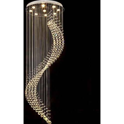 Rotating stairwell crystal chandelier round Villa living room chandelier stair chandelier long chandelier crystal for chandelir