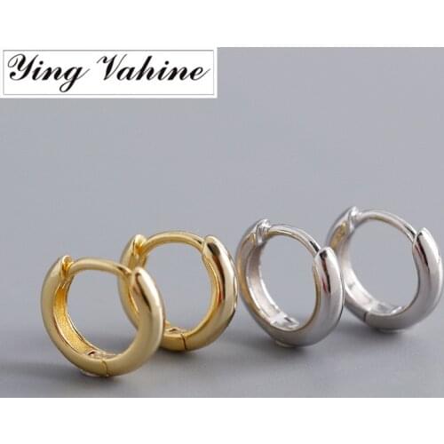 Ying Vahine 100% 925 Sterling Silver Classic Circle Stud Earrings for Women