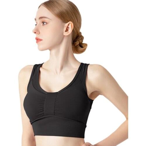 Womens Push Up Bra Sports Underwear Wireless Padded High Strength Shockproof Gathered Bra Lady Workout Fitness Top