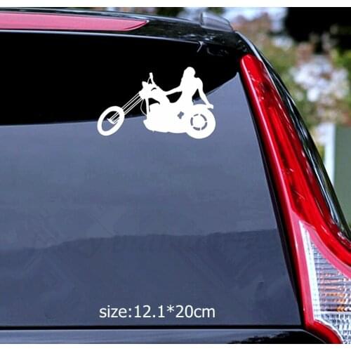 12.1x20cm girl biker motorcycle car stickers funny auto sticker decals N396