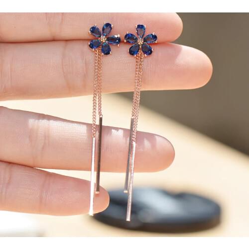 2019 Korean Jewelry Zircon Clip on Earrings Exquisite Heart and Flower Shape Tassel Long Ear Clips for Women Without Piercing