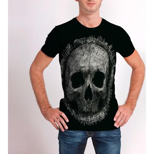 2021 New Oversized T Shirt For Men Casual Short Sleeve Hip Hop Skull Print Plus Size Tee Shirt Pullover Mens T-shirt Top
