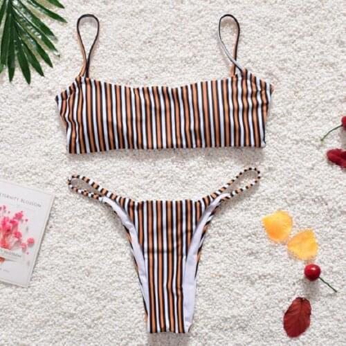 2021 Women Bandage Swimsuit Thong Bikini Push Up Padded Swimwear Brazlian Bathing Suit Summer Bather Bathing Beachwear Biquini