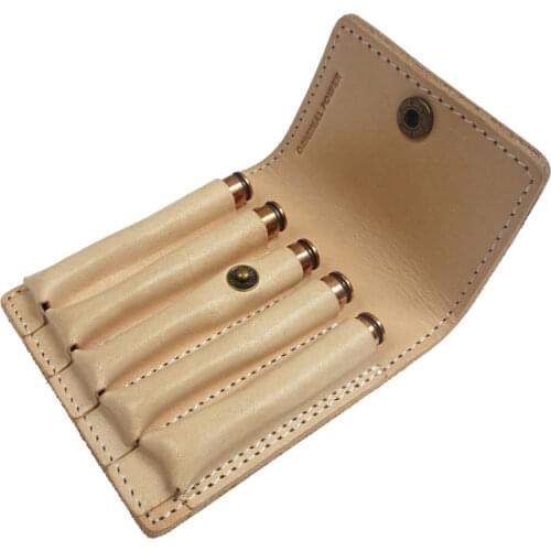 5 Round Tactical Ammo Holder Wallet Thick Leather Cartridges Shells Pouch Bags Rifle Bullet Carrier Hunting Gun Accessorries