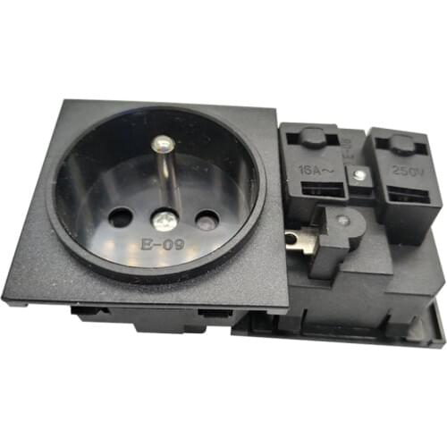 5PCS Black embedded industrial outlet European standard German French Universal Socket 250V 16A electrical AC Power Socket