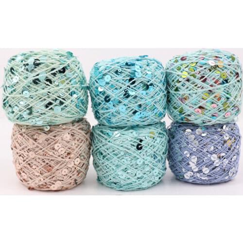 50g/Ball Drop Shipping Rainbow segment dyed yarn 3+6mm Sequins DIY knitted Baby sweater hat Scarf пряжа cushion Cotton Cake yarn