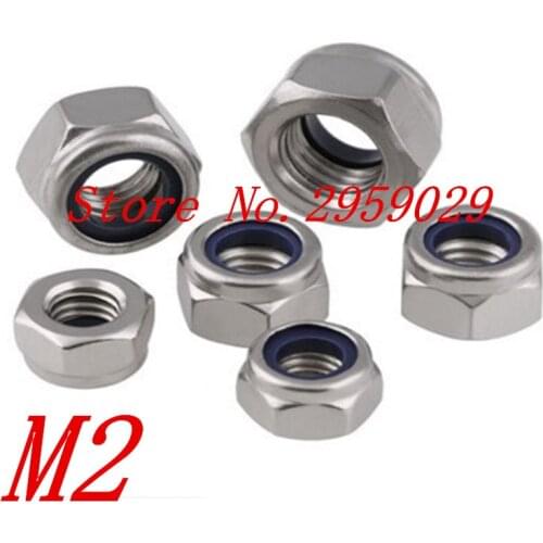 500pcs/lot DIN985 M2 Stainless Steel A2 Nylon Lock Nut