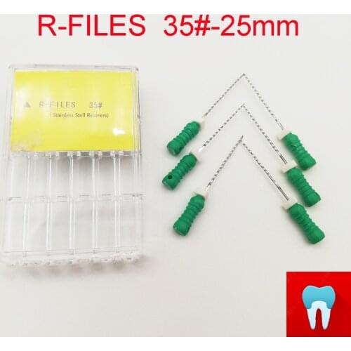 6pcs 35# 21mm Dental Reamers Files Root Canal Dentist Materials Dentistry Instruments Hand Use Stainless Steel R Files