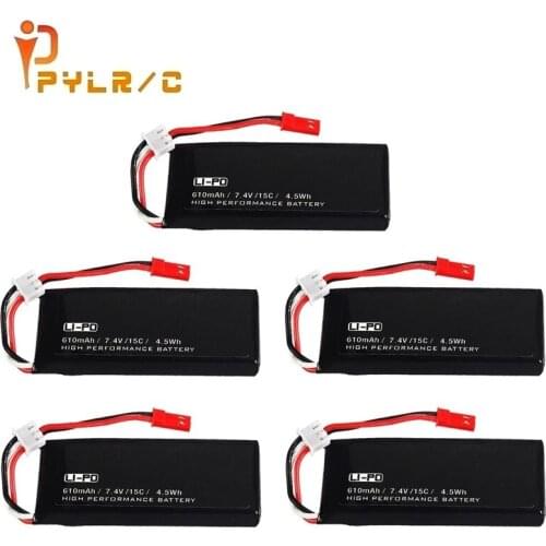 5Pcs 7.4v 610mAh LiPo Battery for X4 H502S H502E H216A Accessories for 7.4v Rc Quadcopter Spare Parts Drone Battery
