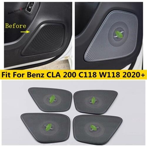 Side Stainless Steel Car Door Stereo Speaker Audio Sound Loudspeaker Cover Trim For Mercedes-Benz CLA 200 C118 W118 2020 2021
