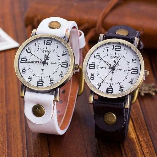 CCQ Brand Genuine Leather Bracelet Watch Casual Luxury Vintage Women Quartz Wristwatches Relogio Feminino
