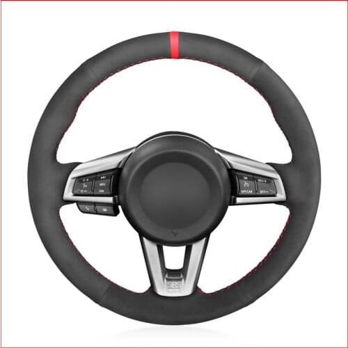 Black Suede Hand Sew Comfortable Soft Steering Wheel Cover for Mazda MX-5 MX5 2016 2017 2018 2019 2020