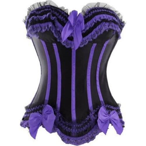 Black and Purple lace up boned corset busiter underwear costume S-6XL instyles