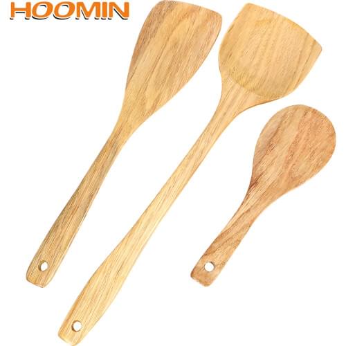 HOOMIN Wooden Turner Wood Shovel for Non-stick Pan Rice Spoon Kitchen Cooking Tool Wooden Spatula Cookware Kitchen Accessories