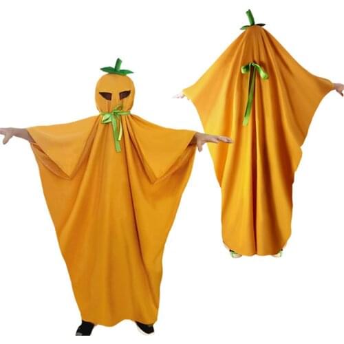 Children Pumpkin Yellow Cloak Outwear Adult Family Parade Cosplay Halloween Cape Holiday Ghost Party Show Horror Costume Suit