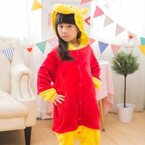 Kids Onesies Hooded Pajamas Children Sleepwear Boys Girls Winnie Bear Animal Anime Pyjama Pijama Flannel Nightwear Clothes
