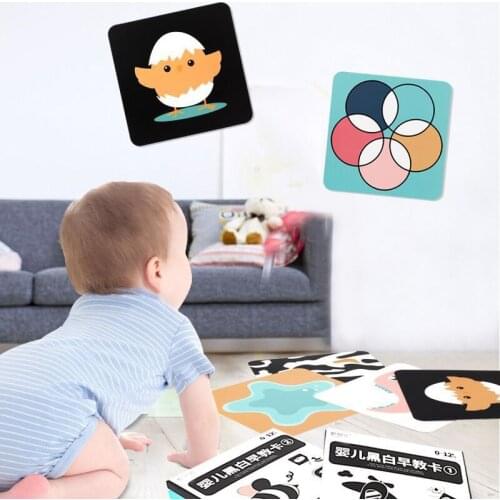 Baby Learning Card Toys Visual Stimulation Cards With Animals Flashcards for 0-36 Months Black White Flash Cards Cognize Card