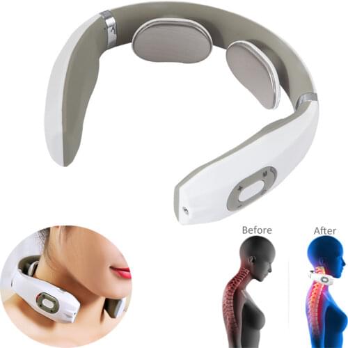 USB Electric Pulse Neck Massager Heat Cervical Vertebra Therapy Pain Relief Tool Stimulator Guasha Acupuncture Cupping Massage