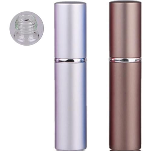 Colorful Aluminum Portable Perfume Dispensing Bottle 6ml Glass Liner Toner Cosmetic Spray Bottle