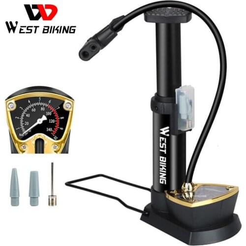 Bicycle Pump MTB Road Bike 140PSI High Pressure Foot Pump with Gauge Hose Cycling Floor Air Inflator Fits Presta Schrader Valve