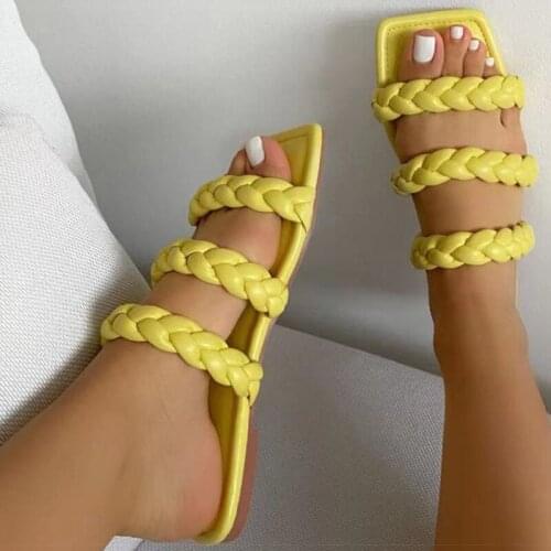 Women Sandals New Square-toe Flats Sandals For Summer Shoes Women Soft Slippers Flat Chaussure Femme Plus Size Chanclas Mujer