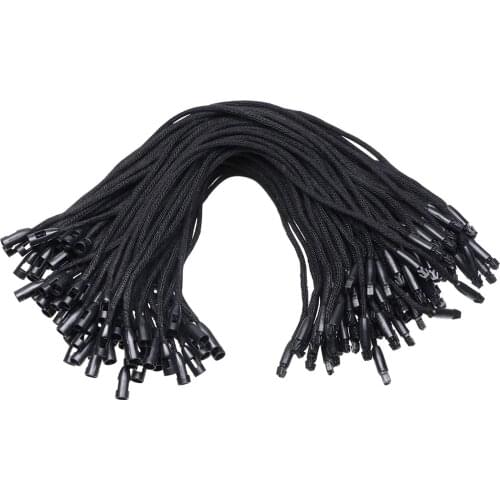 100PC /lot Plastic Tag White Beige Black Hang Tag Polyester Rope String Snap Lock Pin Loop Tie Fasteners Clothing Labels