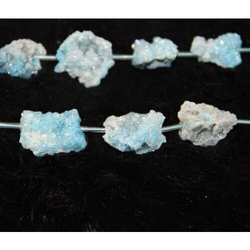 Full Strand Blue Dyeing Electroplating Semi-precious Crystal Geode Beads Necklace Pendant Preferred Choice Christmas Present