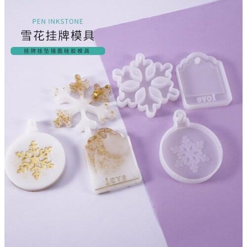Diy Resin Crystal Epoxy Mold Snowflake Christmas Round Snowflake Listing Pendant Jewelry Silicone Mold