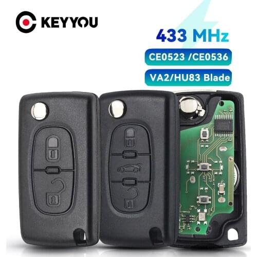 KEYYOU 434Mhz ASK Flip Remote Comtrol Key For Peugeot 107 207 307 308 407 607 For Citroen C2 C3 C4 C5 C6 C8 Xsara Picasso