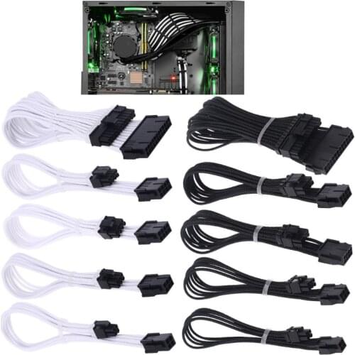 Sleeve Extension Power Supply Cable 24-pin A TX/EPS/8-pin PCI-E GPU/8pin CPU/6-pin PCIE/4-Pin CPU Cable with Combs 18 AWG J0PB