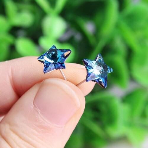 Jewelry Stud Silver Color Earrings For Women Gift Blue Colorful Star Silver Earrings Fashion Jewelry New