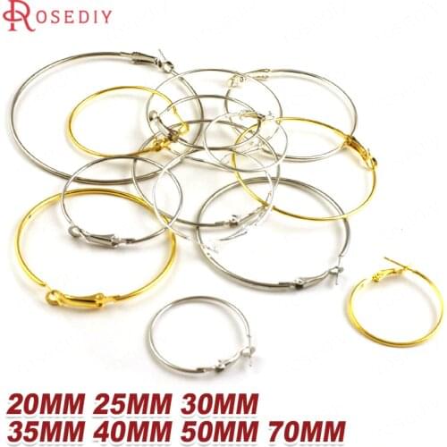 50PCS Diameter 20MM to 70MM Iron Hoop Earrings Big Loop Earrings Ring Diy Jewelry Findings Accessories Wholesale