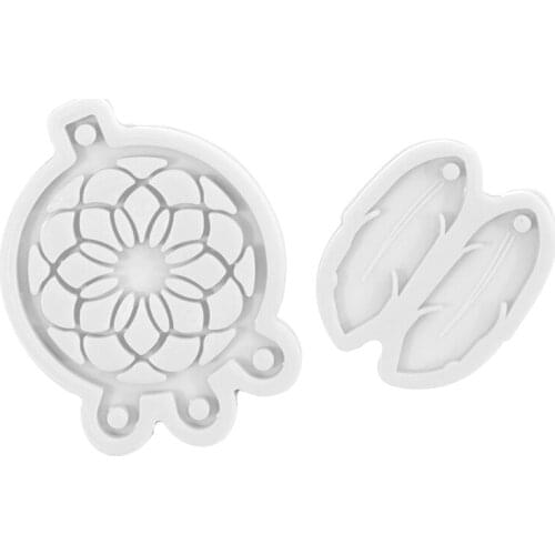 Dream Catcher Feather Pendant Epoxy Resin Mold Earrings Keychain Silicone Mould T21F