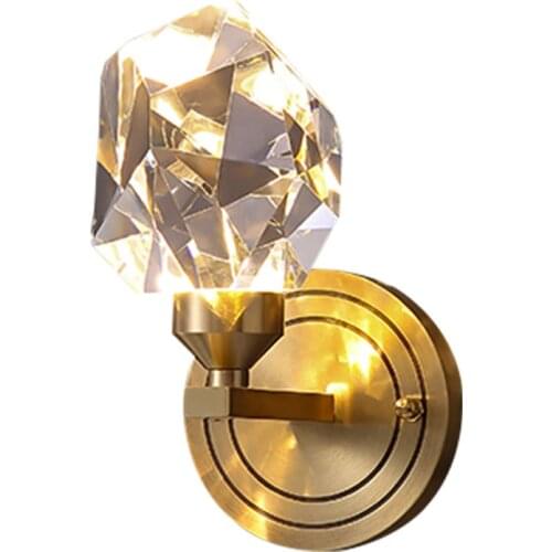 Modern Copper Wall Light Luxury Aisle Stairwell Lamp Living Room Decoration Wall Lamp Nordic Bedroom Bedside Crystal Wall Lamps