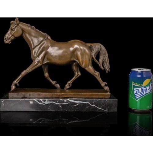 TOP COOL Business gift -36CM Home office efficacious fortune Mascot Money Drawing horse courser Bronze Sculpture statue
