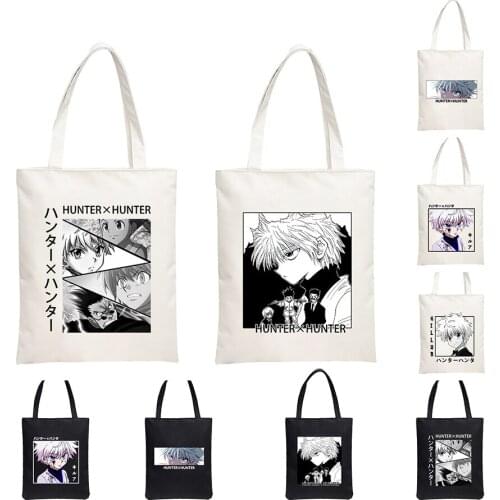 Women Shopping Bag Hunter X Hunter Hxh Killua Zoldyck Hisoka Anime Shoulder Canvas Bags Large Capacity College Harajuku Handbag