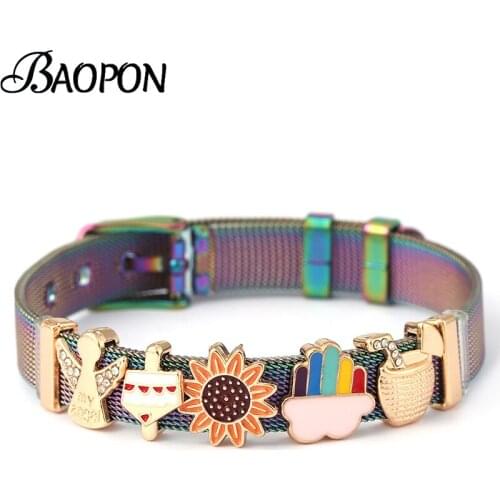 10mm Angel Charm Slide Beads Watch Keeper Mesh Bracelets For Women Brand Simple Vacation Series Bracelets Bangles Jewelry Gift