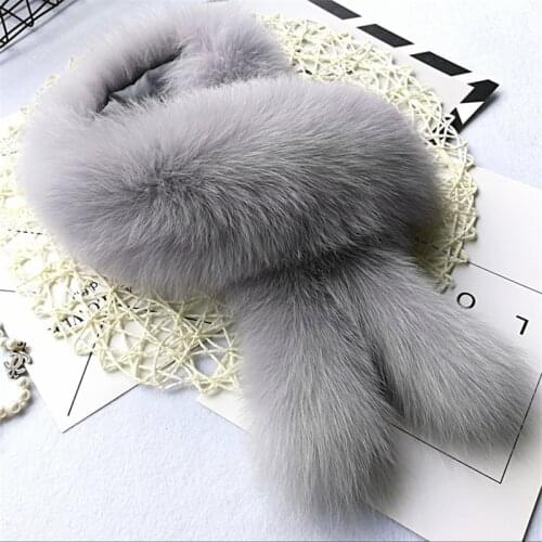 Womens Natural 100% Real Fox Fur Scarf Collar Wear Clip Winter Fashion Warm Thick Genuine Fox Fur Scarves With Cute Tail Female