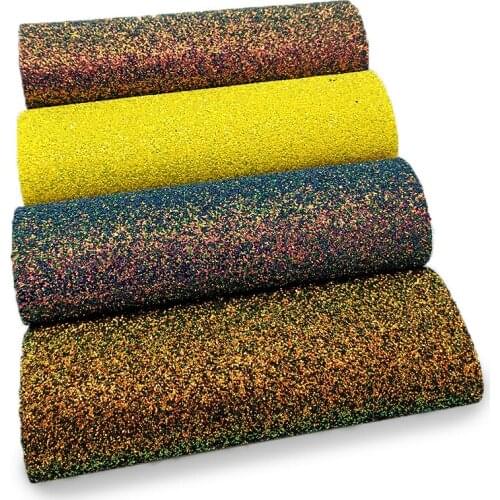 Gold Shiny Multicolored Chunky Glitter Faux Leather Elastic Backing For Shoes/Bags/Purses/Clothing/DIY Accessories/Crafts