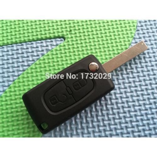 1pcs New Replacement Flip Shell Cover For Peugeot 207 307 SW 2 Button FOB Remote Key Case Uncut Blade HU83 With Groove No Logo