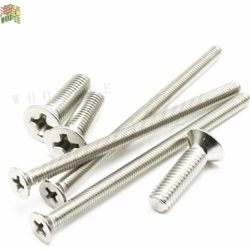 10/50 M2 M2.5 M3 M3.5 M4 M5 M6 M8 A2-70 304 Stainless steel GB819 Cross Phillips Flat Countersunk Head Screw Bolt Length 3-100mm