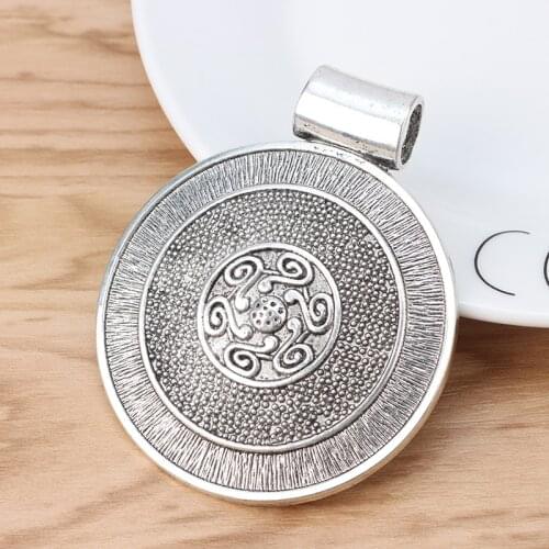 2 Pieces Large Bohemian Boho Medallion Round Charms Pendants for Necklace Jewellery Making Findings